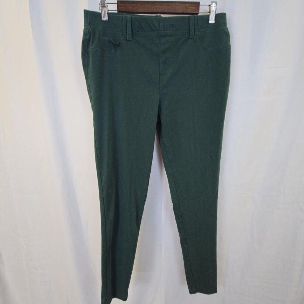 Serra Pants Womens Large Green Twill Pull On Skinny Jegging Stretch Casual